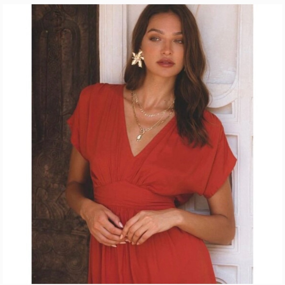 White Stag Red Maxi Sundress with V-Neck